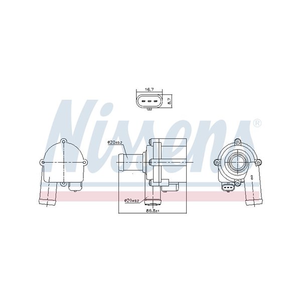 Vattenpump 12V, Bak, Upptill, Nedre Nissens 832172 NISSENS