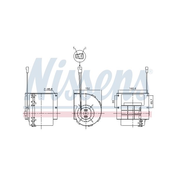 Kupéfläkt 12V, Bak Nissens 87613 NISSENS