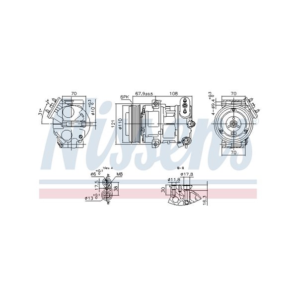 Kompressor, klimatanläggning 12V Nissens 890663 NISSENS