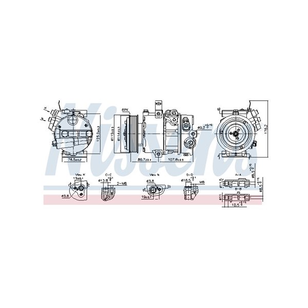 Kompressor, klimatanläggning 12V Nissens 890751 NISSENS