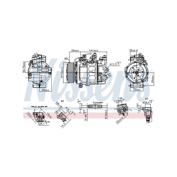 Kompressor, klimatanläggning 12V Nissens 890755 NISSENS