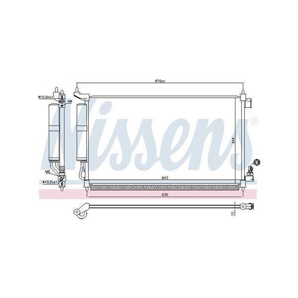 Kondensor, klimatanläggning Nissens 940476 NISSENS