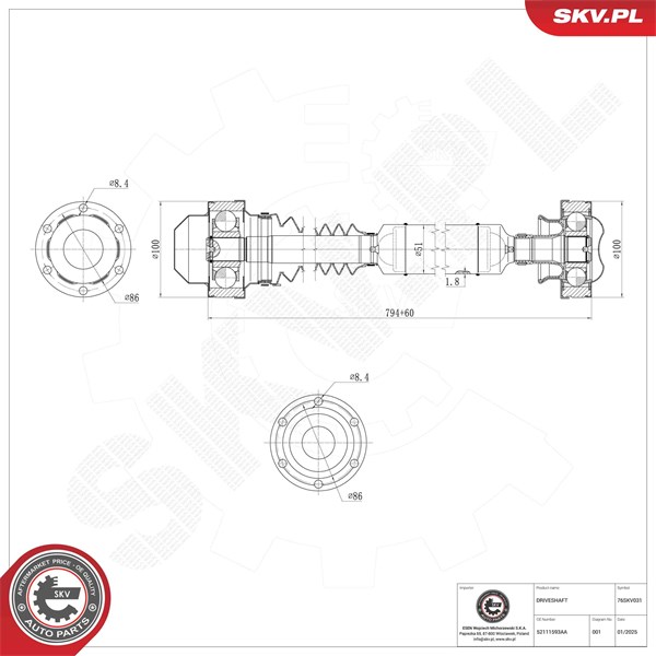 Drivaxel, Framaxel, Fram Esen skv 76SKV031 ESEN SKV