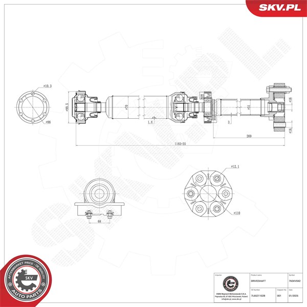 Drivaxel, Bakaxel, Bak Esen skv 76SKV042 ESEN SKV
