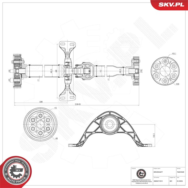 Drivaxel, Bakaxel Esen skv 76SKV049 ESEN SKV