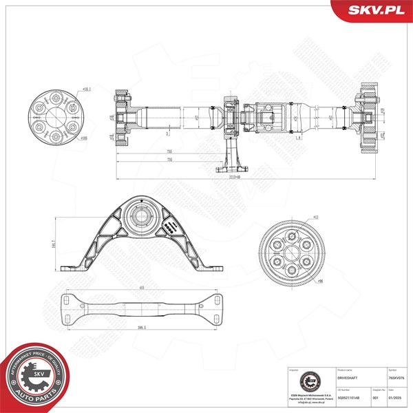 Drivaxel, Bakaxel, Bak Esen skv 76SKV076 ESEN SKV