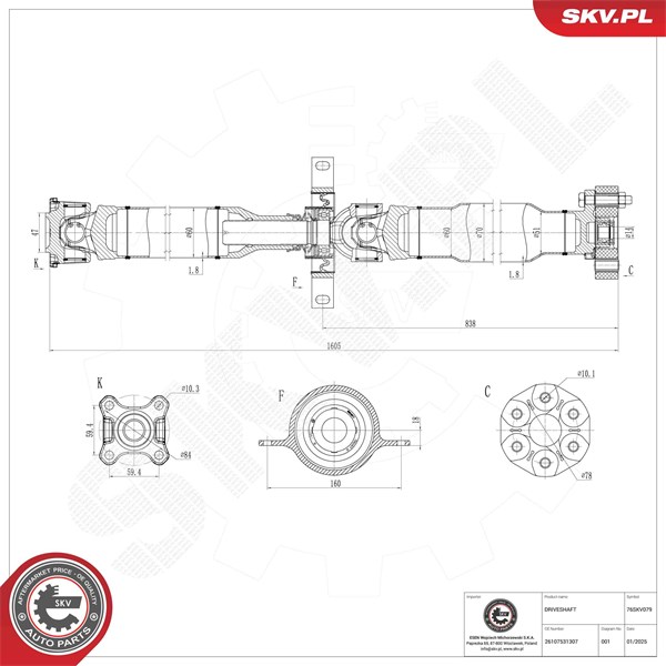 Drivaxel, Bakaxel, Bak Esen skv 76SKV079 ESEN SKV