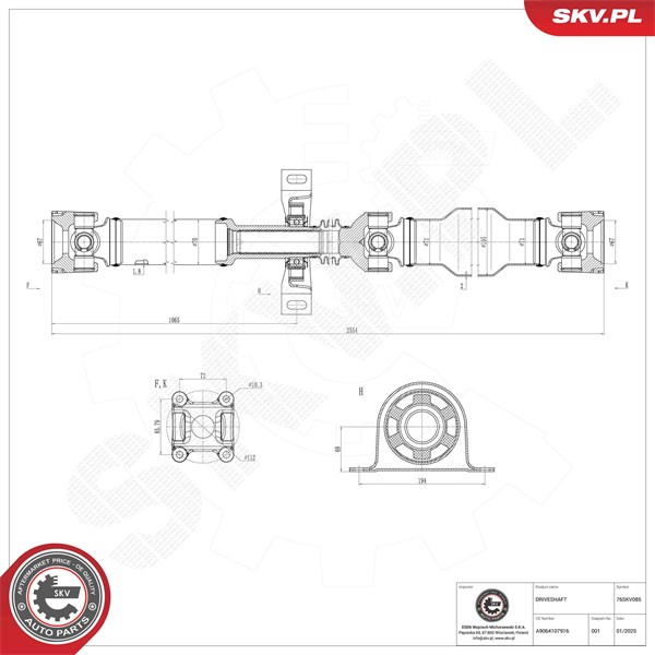 Drivaxel, Bakaxel Esen skv 76SKV085 ESEN SKV