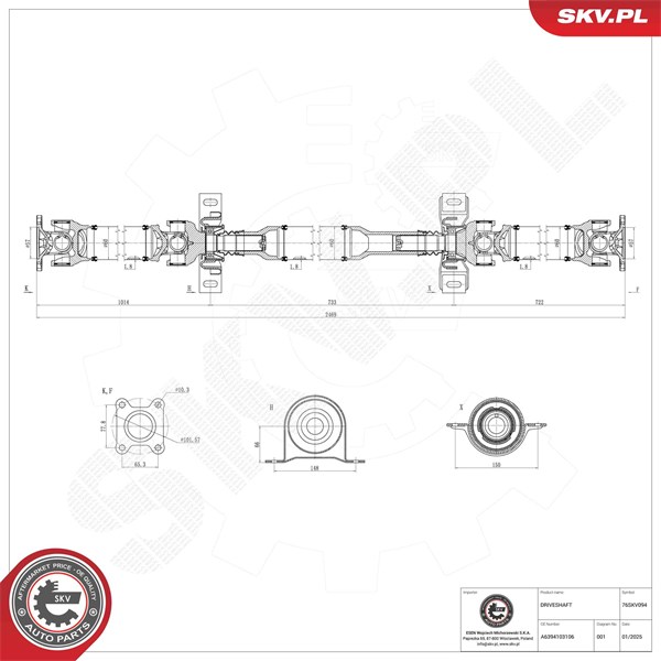 Drivaxel, Bakaxel Esen skv 76SKV094 ESEN SKV
