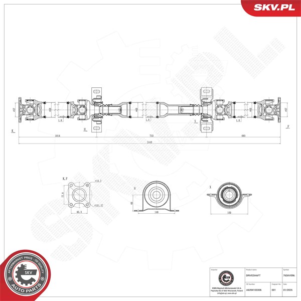 Drivaxel, Bakaxel Esen skv 76SKV096 ESEN SKV