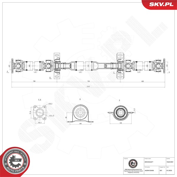 Drivaxel, Bakaxel Esen skv 76SKV097 ESEN SKV