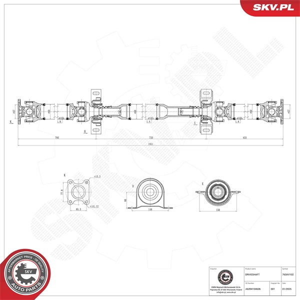 Drivaxel, Bakaxel, Bak Esen skv 76SKV102 ESEN SKV