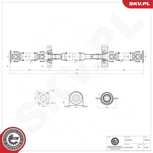 Drivaxel, Bakaxel, Bak Esen skv 76SKV105 ESEN SKV