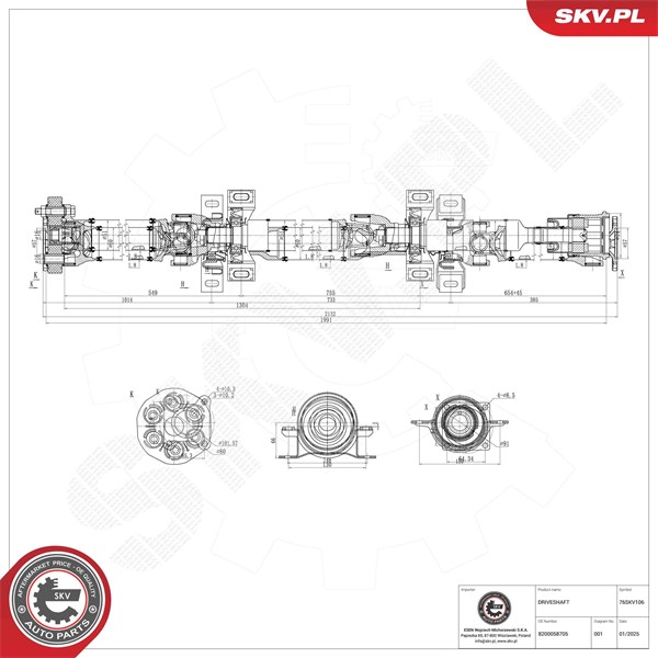 Drivaxel, Bakaxel Esen skv 76SKV106 ESEN SKV