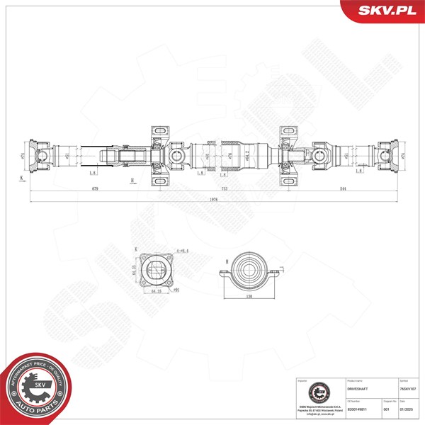 Drivaxel, Bakaxel, Bak Esen skv 76SKV107 ESEN SKV