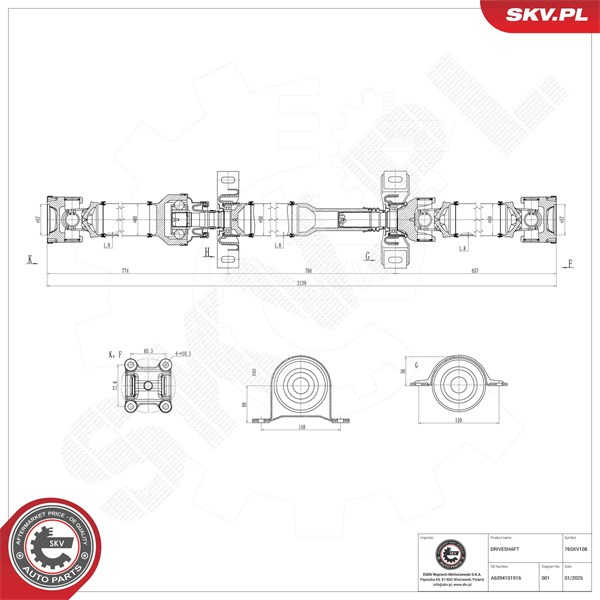 Drivaxel, Framaxel, Fram Esen skv 76SKV108 ESEN SKV