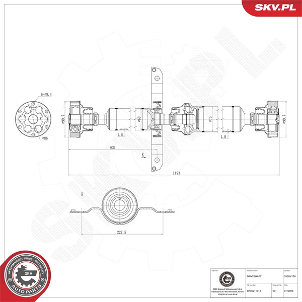 Drivaxel, Bakaxel Esen skv 76SKV109 ESEN SKV