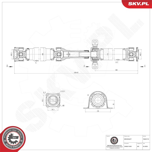 Drivaxel, Bakaxel, Bak Esen skv 76SKV119 ESEN SKV