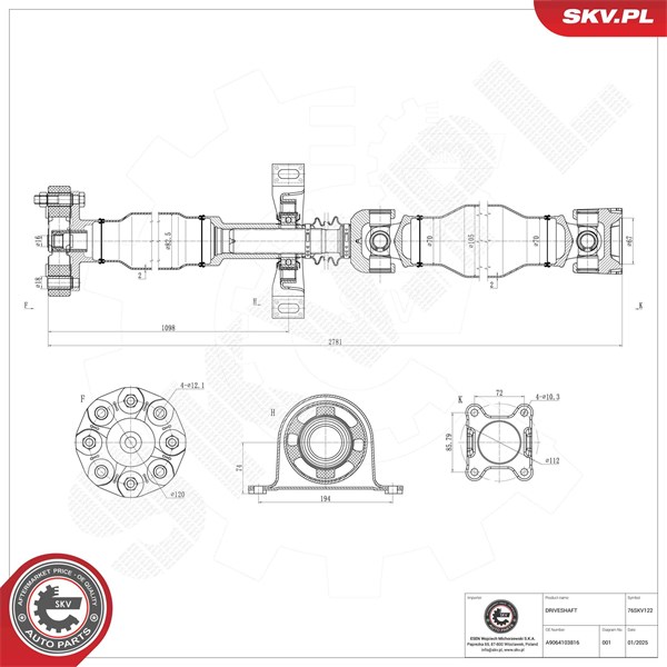 Drivaxel, Bakaxel, Bak Esen skv 76SKV122 ESEN SKV