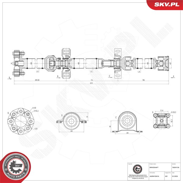 Drivaxel, Bakaxel Esen skv 76SKV126 ESEN SKV