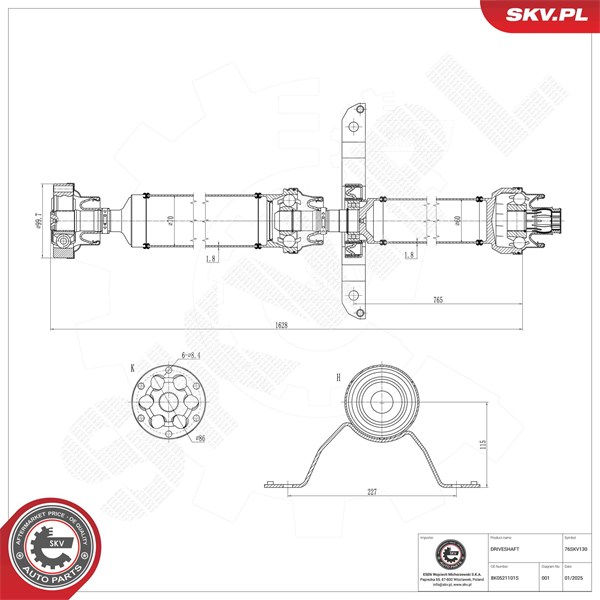 Drivaxel, Bakaxel Esen skv 76SKV130 ESEN SKV
