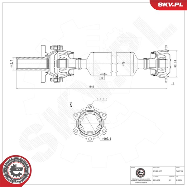 Drivaxel, Bakaxel, Bak Esen skv 76SKV136 ESEN SKV