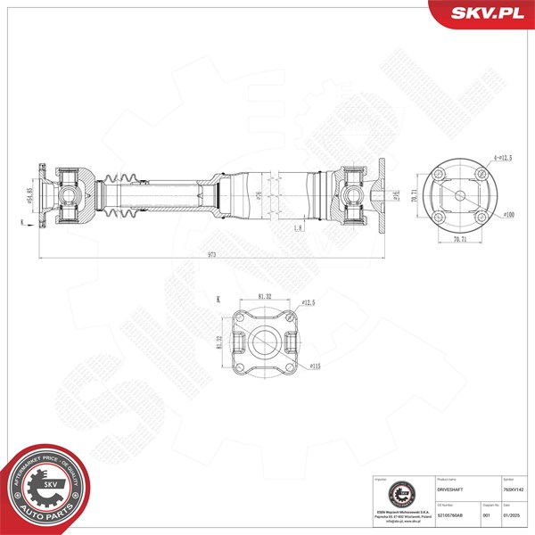 Drivaxel, Bakaxel, Bak Esen skv 76SKV142 ESEN SKV
