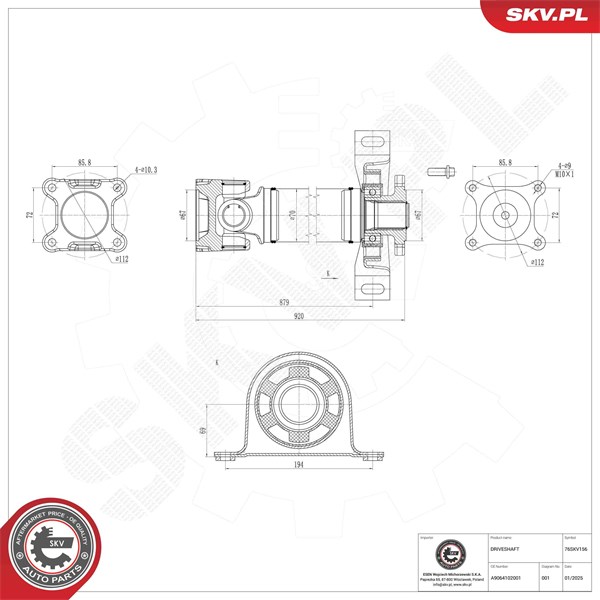 Drivaxel, Framaxel Esen skv 76SKV156 ESEN SKV
