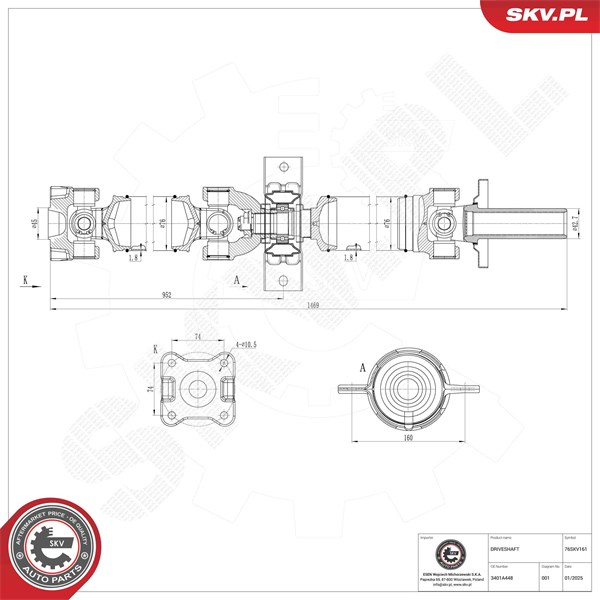 Drivaxel, Bakaxel Esen skv 76SKV161 ESEN SKV
