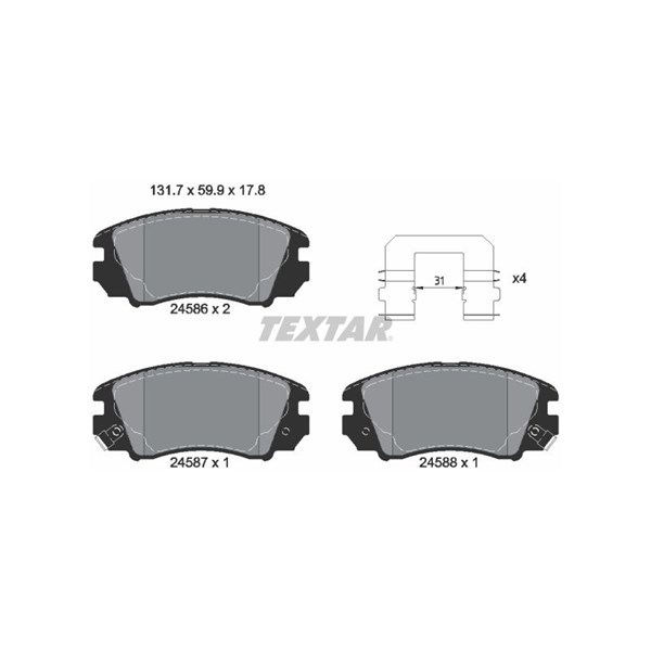 Bromsbeläggsats, Framaxel Textar 2458601 TEXTAR