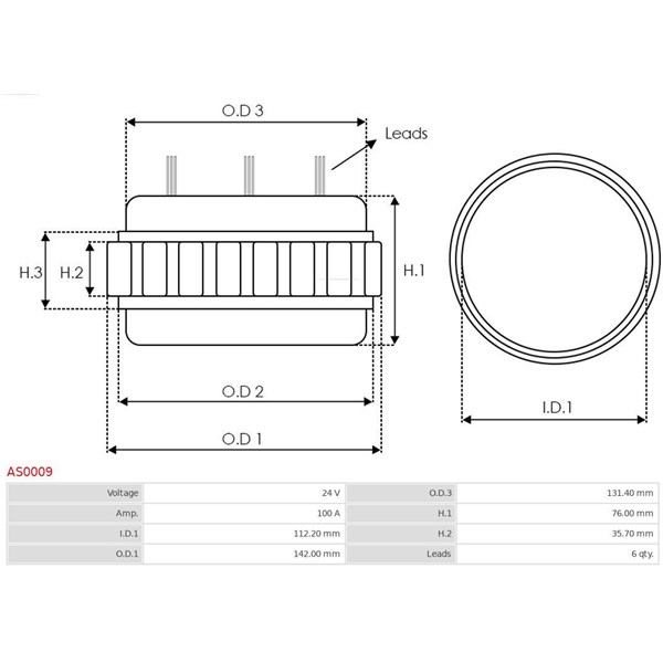 Stator, generator 24V 100A As-pl AS0009 AS-PL Stator, generator 24V 100A As-pl AS0009 AS-PL