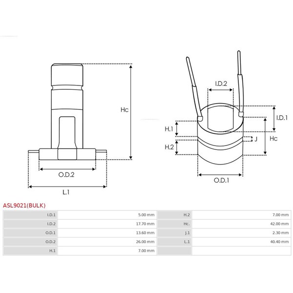 Släpring, generator As-pl ASL9021(BULK) AS-PL