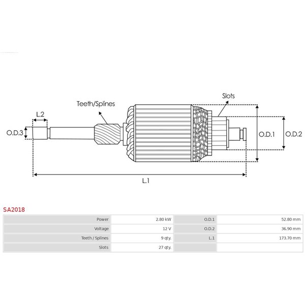 Reläankare, startmotor 12V As-pl SA2018 AS-PL