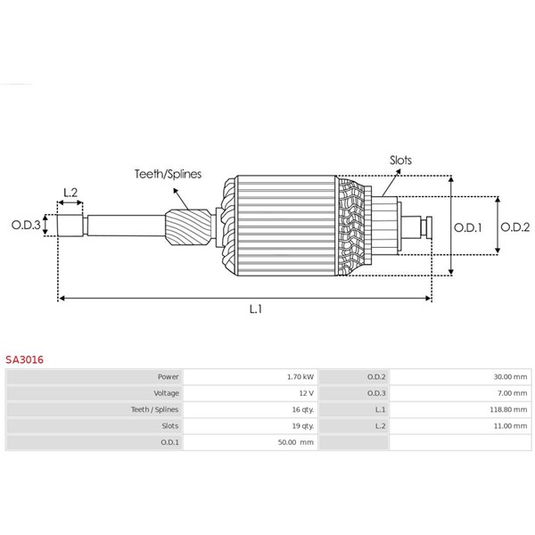 Reläankare, startmotor 12V As-pl SA3016 AS-PL