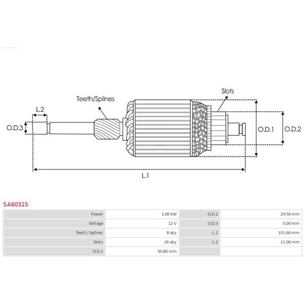 Reläankare, startmotor 12V As-pl SA6031S AS-PL