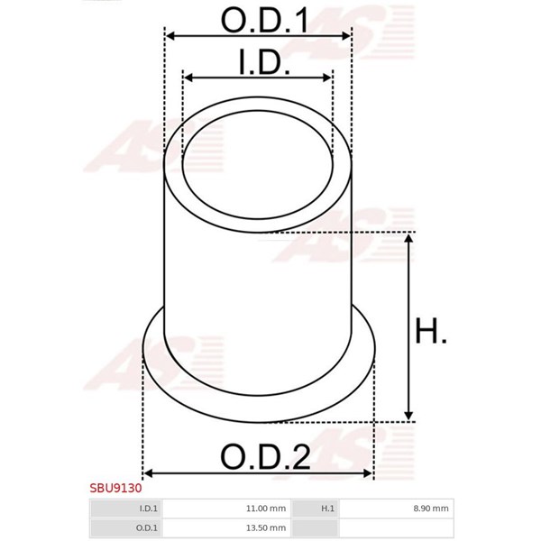 Bussning, startmotoraxel As-pl SBU9130 AS-PL