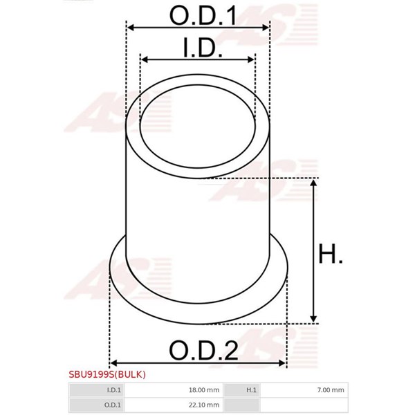 Bussning, startmotoraxel As-pl SBU9199S(BULK) AS-PL