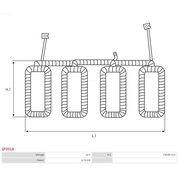 Fältlindning, startmotor 24V As-pl SF0018 AS-PL