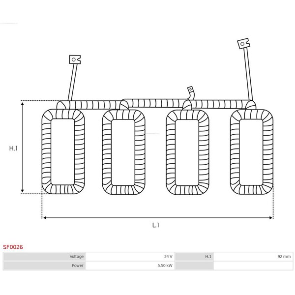 Fältlindning, startmotor 24V As-pl SF0026 AS-PL
