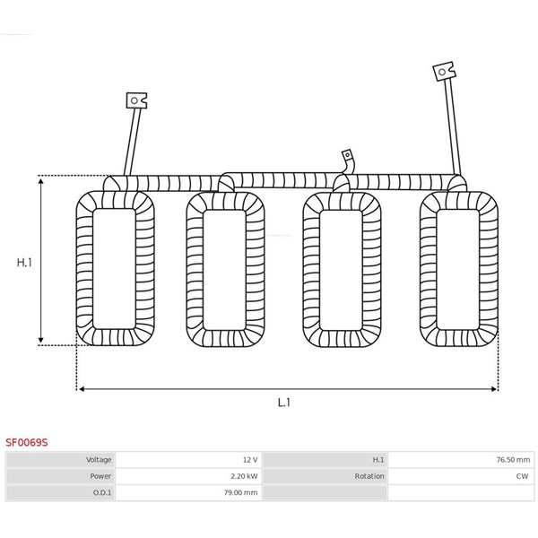 Fältlindning, startmotor 12V As-pl SF0069S AS-PL