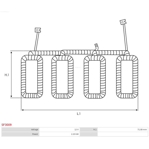Fältlindning, startmotor 12V As-pl SF3009 AS-PL