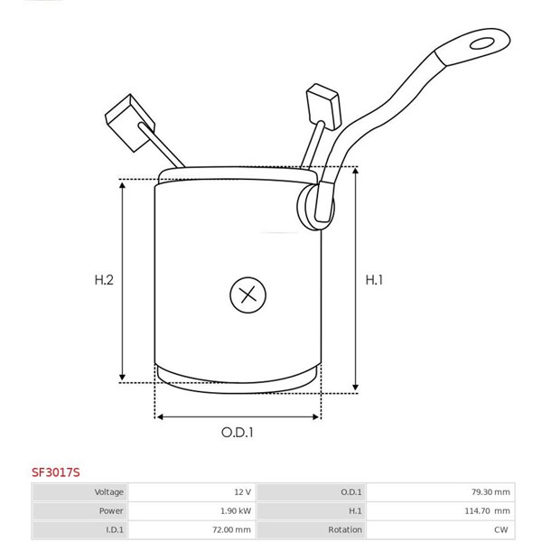 Fältlindning, startmotor 12V As-pl SF3017S AS-PL