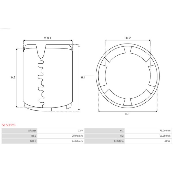 Fältlindning, startmotor 12V As-pl SF5035S AS-PL