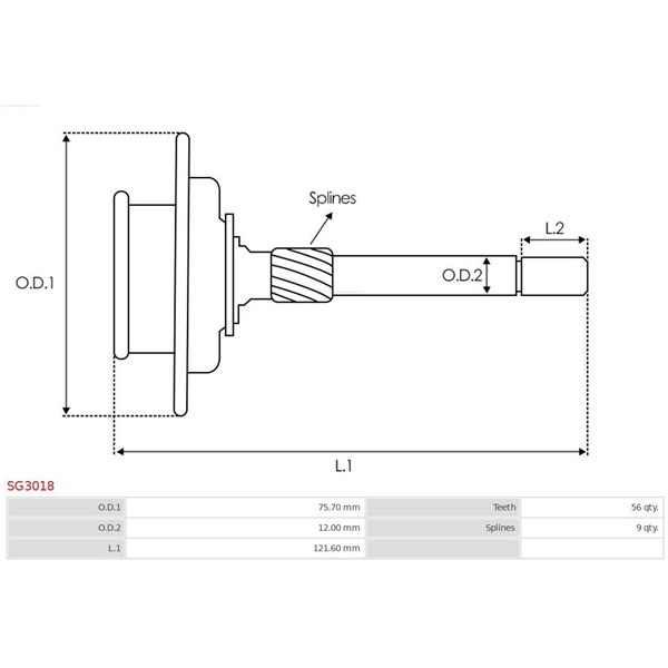 Solhjul, planetväxel (startmotor) As-pl SG3018 AS-PL
