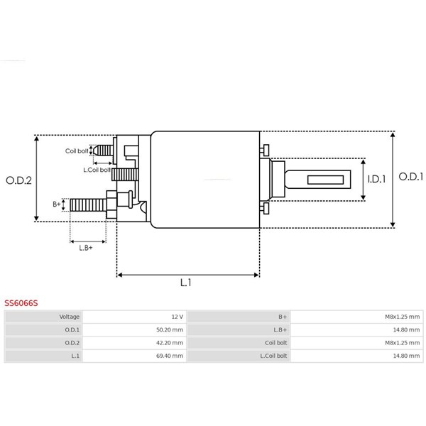 Magnetswitch, startmotor 12V As-pl SS6066S AS-PL