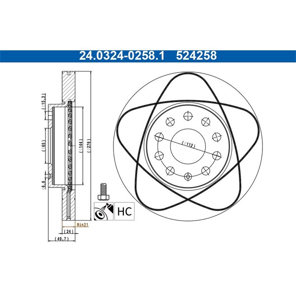 Bromsskiva Ventilerad, Framaxel Ate 24.0324-0258.1 ATE