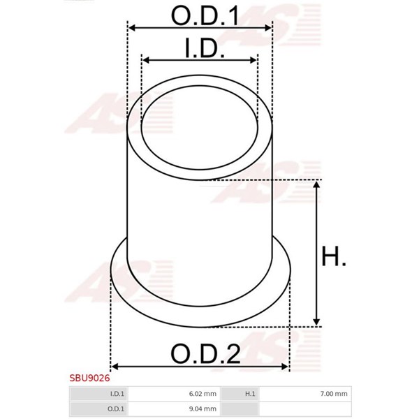 Bussning, startmotoraxel As-pl SBU9026 AS-PL