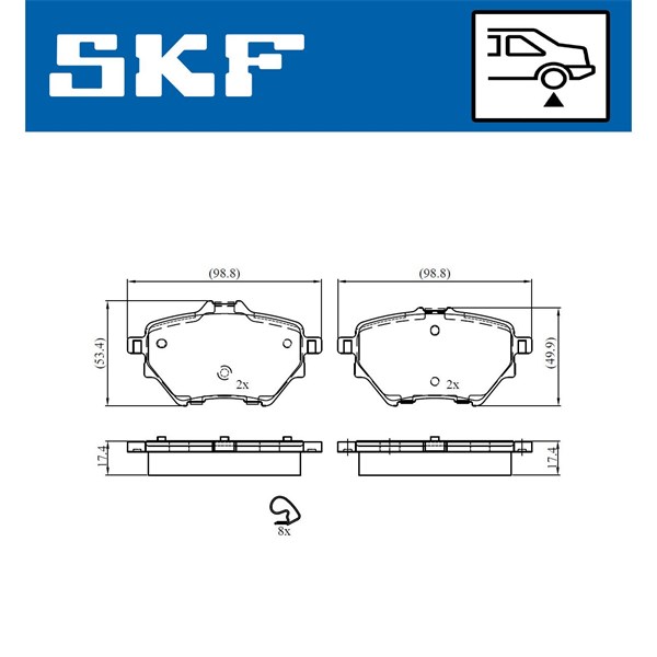 Bromsbeläggsats, Bakaxel Skf VKBP 90101 SKF