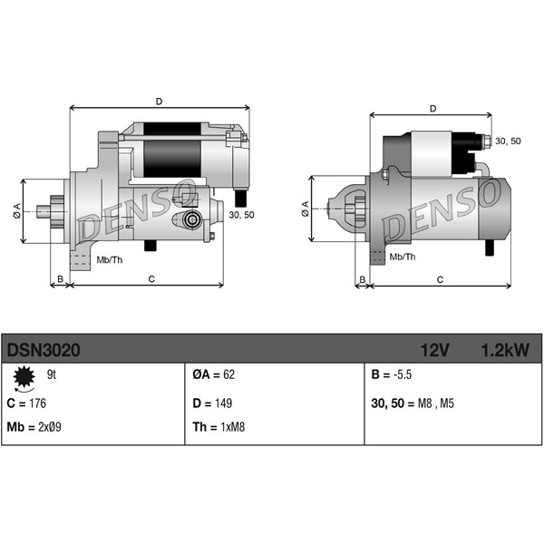 Startmotor 12V Denso DSN3020 DENSO
