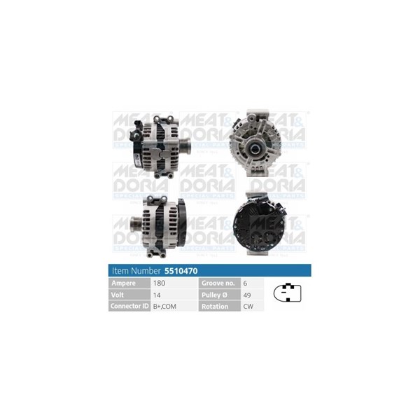 Generator 14V 180A Meat & doria 5510470 MEAT & DORIA Generator 14V 180A Meat & doria 5510470 MEAT & DORIA